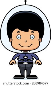 A cartoon spaceman boy smiling.