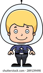 A cartoon spaceman boy smiling.