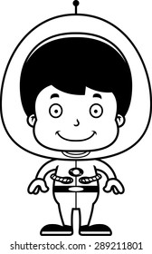 A cartoon spaceman boy smiling.