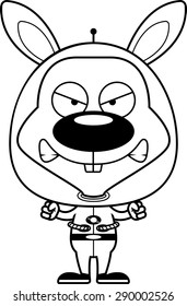 A cartoon spaceman bunny looking angry.