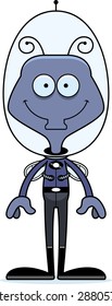 A cartoon spaceman fly smiling.