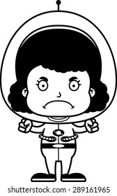 A cartoon spaceman girl looking angry.