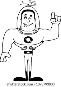 A cartoon spaceman looking drunk.