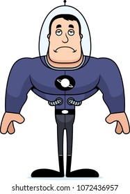 A cartoon spaceman looking sad.