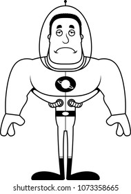 A cartoon spaceman looking sad.