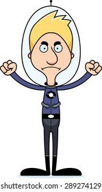 A cartoon spaceman man looking angry.
