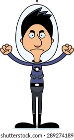 A cartoon spaceman man looking angry.
