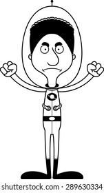 A cartoon spaceman man looking angry.