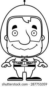 A cartoon spaceman man smiling.