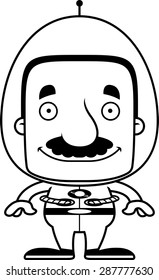 A cartoon spaceman man smiling.