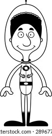 A cartoon spaceman man smiling.