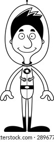 A cartoon spaceman man smiling.