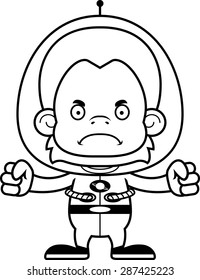 A cartoon spaceman orangutan looking angry.