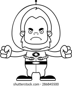 A cartoon spaceman sasquatch looking angry.