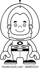 A cartoon spaceman sasquatch smiling.
