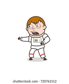 Cartoon Spaceman Shouting Face Expression Vector Illustration