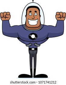 A cartoon spaceman smiling.