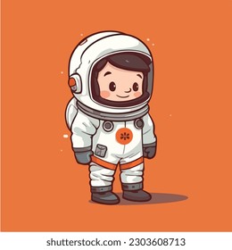 A cartoon of a spaceman in a space suit vector illustration
