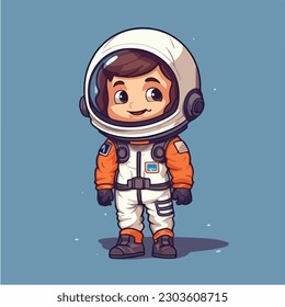 A cartoon of a spaceman in a space suit vector illustration
