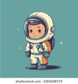 A cartoon of a spaceman in a space suit vector illustration
