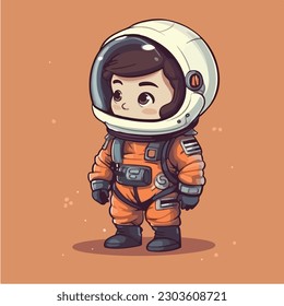 A cartoon of a spaceman in a space suit vector illustration
