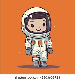 A cartoon of a spaceman in a space suit vector illustration
