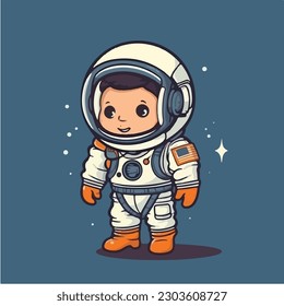 A cartoon of a spaceman in a space suit vector illustration
