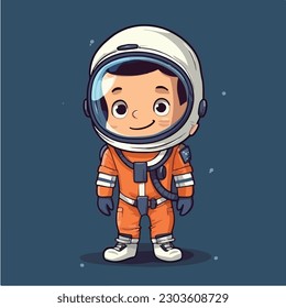 A cartoon of a spaceman in a space suit vector illustration
