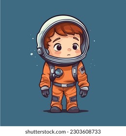 A cartoon of a spaceman in a space suit vector illustration
