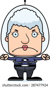 A cartoon spaceman woman looking angry.