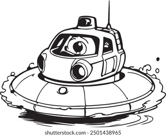 a cartoon of a spaceship