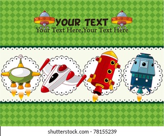 cartoon spaceship card