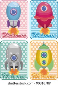cartoon spaceship card