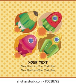 cartoon spaceship card