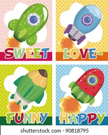 cartoon spaceship card