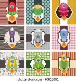 cartoon spaceship card