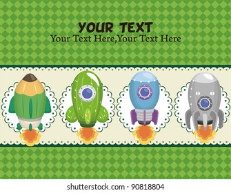 cartoon spaceship card