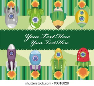 cartoon spaceship card