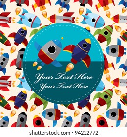 cartoon spaceship card