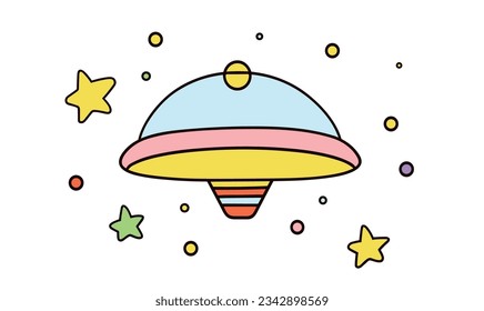 Cartoon Spaceship Children's Illustrations and Vector Poster Design