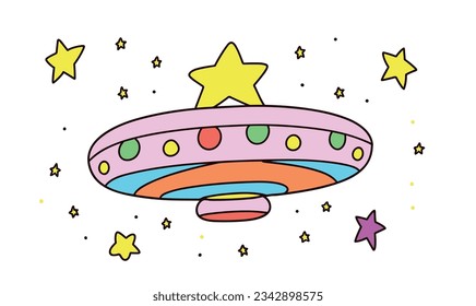 Cartoon Spaceship Children's Illustrations and Vector Poster Design