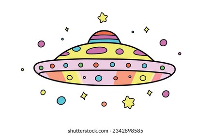 Cartoon Spaceship Children's Illustrations and Vector Poster Design