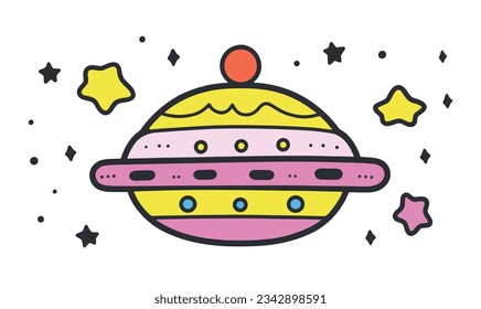 Cartoon Spaceship Children's Illustrations and Vector Poster Design