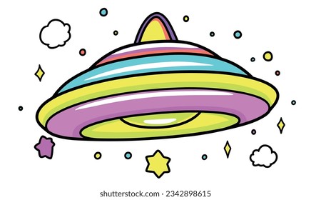Cartoon Spaceship Children's Illustrations and Vector Poster Design