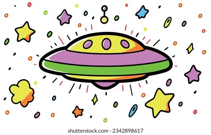 Cartoon Spaceship Children's Illustrations and Vector Poster Design