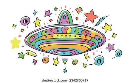 Cartoon Spaceship Children's Illustrations and Vector Poster Design