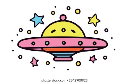 Cartoon Spaceship Children's Illustrations and Vector Poster Design