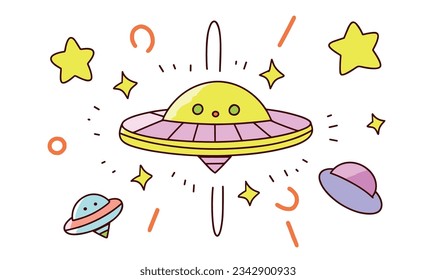 Cartoon Spaceship Children's Illustrations and Vector Poster Design