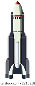 Cartoon spaceship with elongated hull isolated on white. Vector design element.