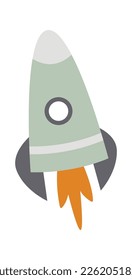 Cartoon spaceship flat icon Universe explore Rocket. Vector illustration